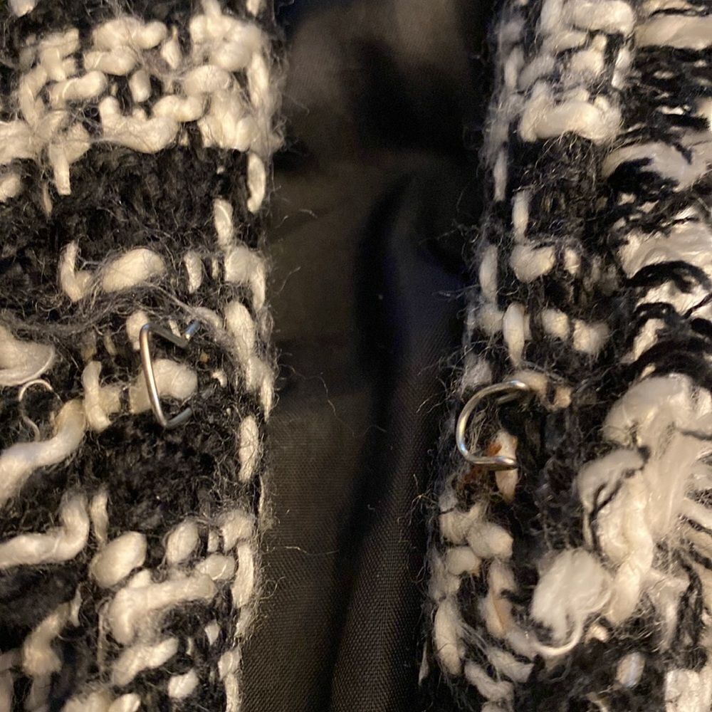 True Meaning Black and White Mid Length Fashion Coat - Picture 4 of 7